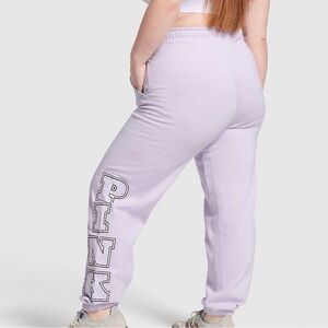 PINK Victoria's Secret Purple Whisper Campus Fleece Logo Sweatpants NWT